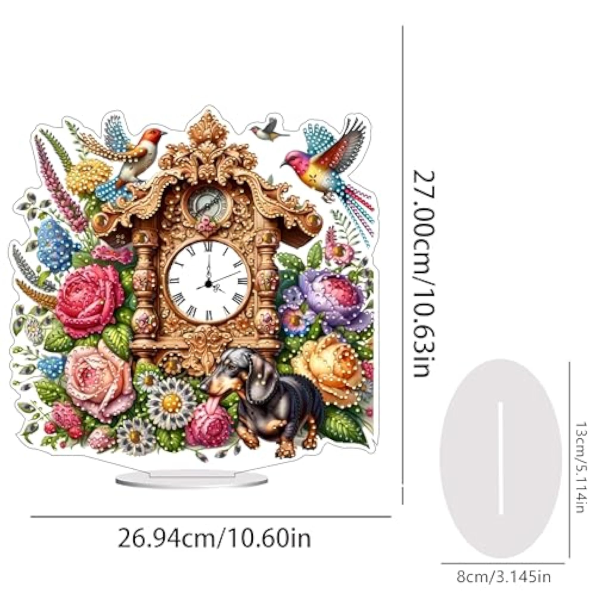 Classic Table Clock with Diamond Art Paintings